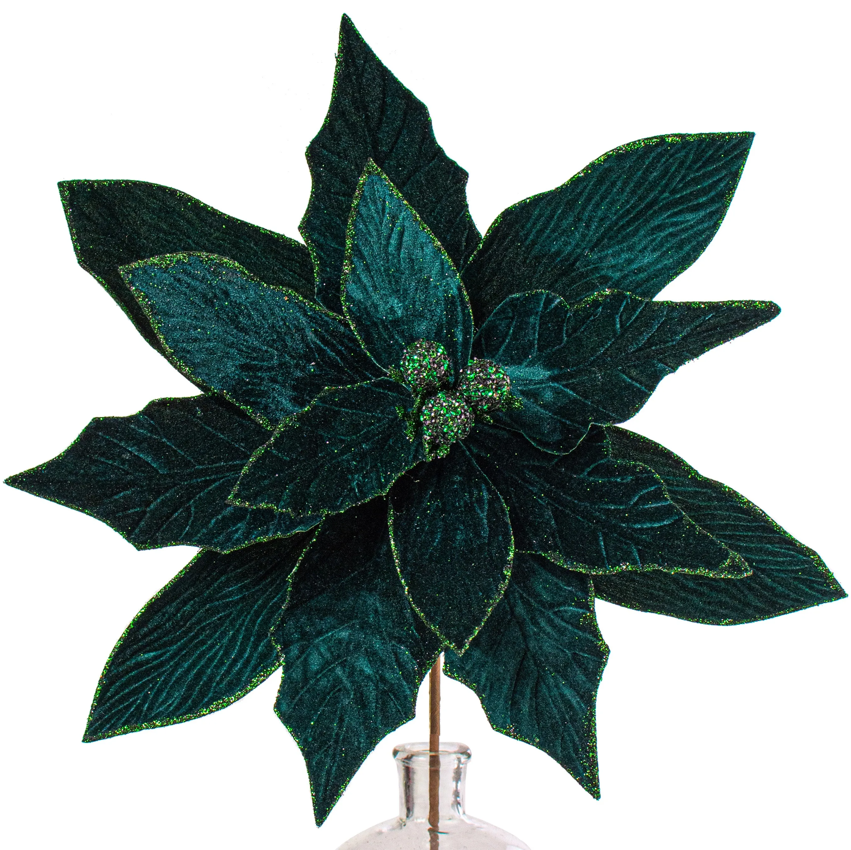 24" Jumbo Poinsettia Stem: Hunter Green