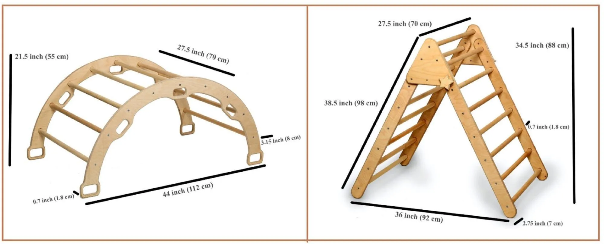 4 Pieces Climbing Set - Climbing Triangle, Arch Rocker, Pillow, and