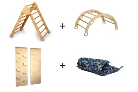 4 Pieces Climbing Set - Climbing Triangle, Arch Rocker, Pillow, and