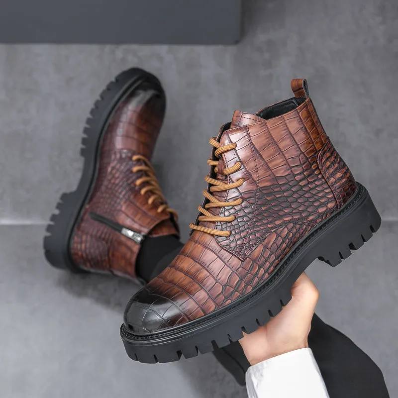 Autumn and winter men's new platform increase Martin boots fashion trend retro comfortable all-matching men's ankle boots