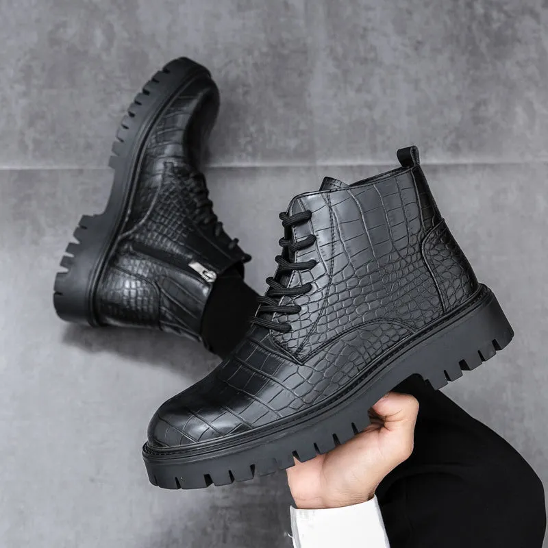 Autumn and winter men's new platform increase Martin boots fashion trend retro comfortable all-matching men's ankle boots