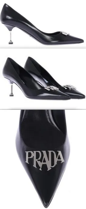 Black with Metal Logo Pumps