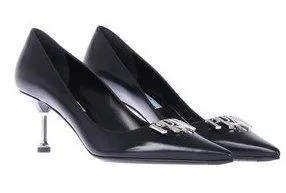 Black with Metal Logo Pumps