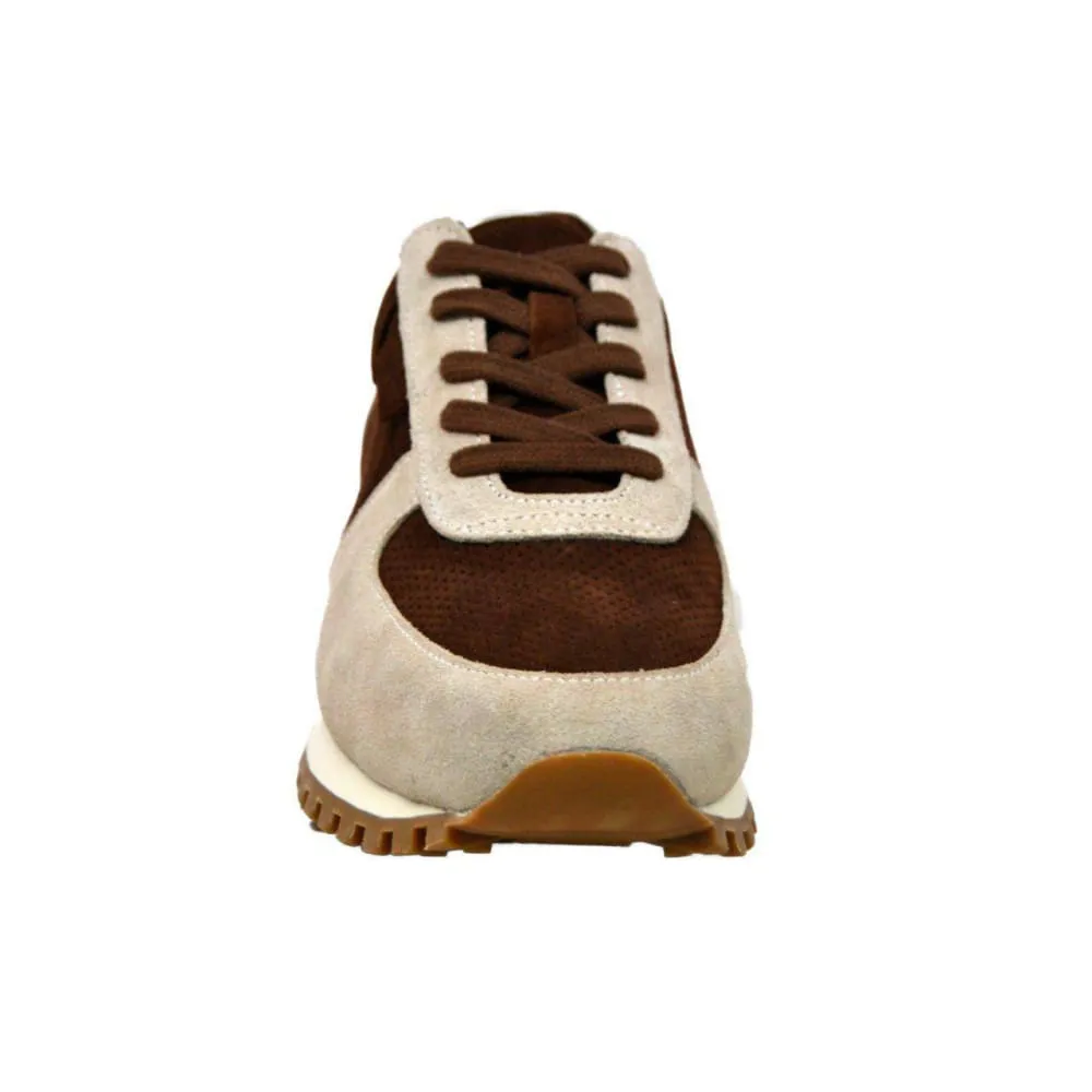 British Walkers Surrey Men's Brown and Beige Leather and Suede Sneakers