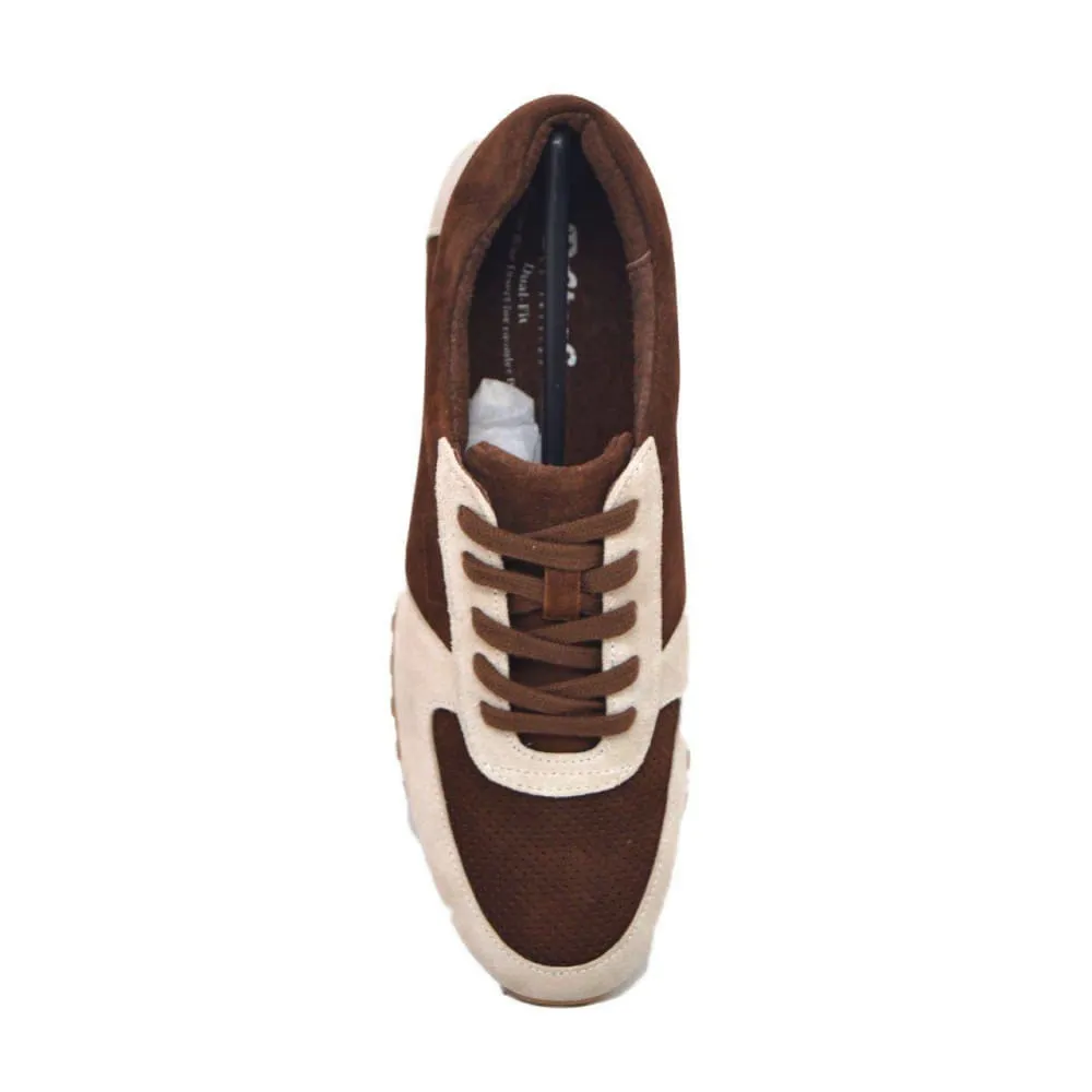 British Walkers Surrey Men's Brown and Beige Leather and Suede Sneakers