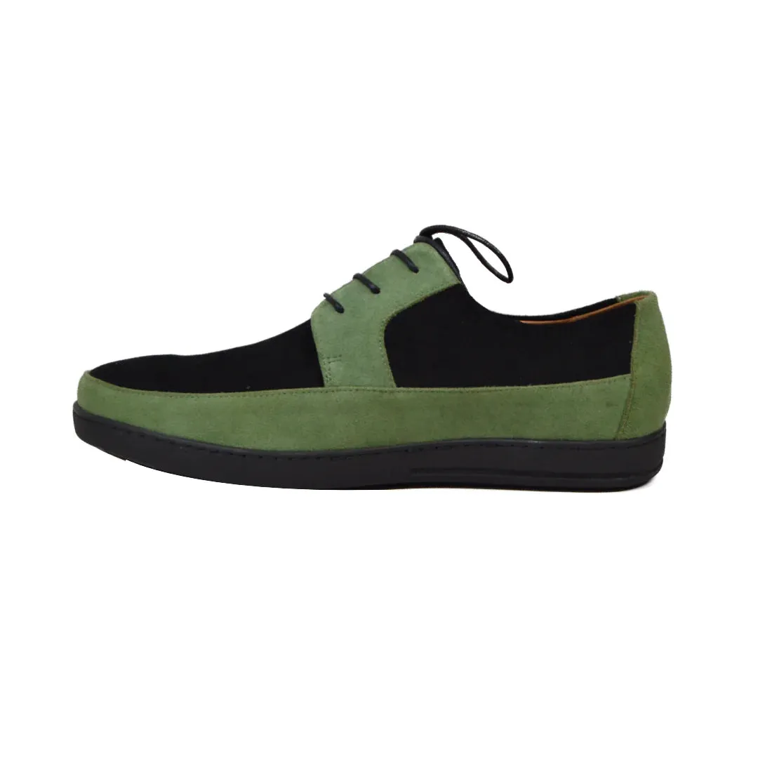 British Walkers Westminster Vintage Bally Style Men's Black and Green Leather and Suede Low Top Sneakers