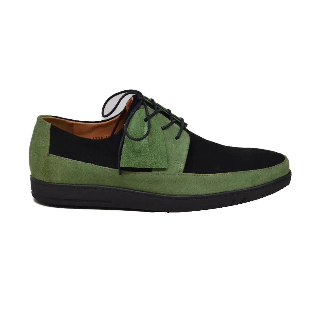 British Walkers Westminster Vintage Bally Style Men's Black and Green Leather and Suede Low Top Sneakers