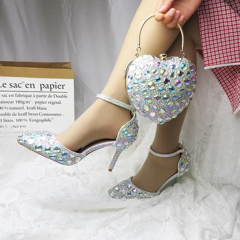 Crystal Wedding Shoes 9cm With Matching Bags