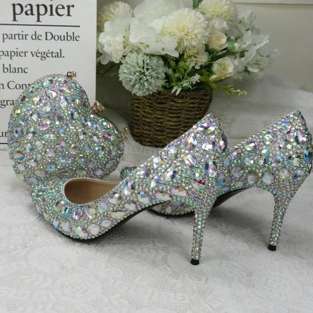 Crystal Wedding Shoes 9cm With Matching Bags