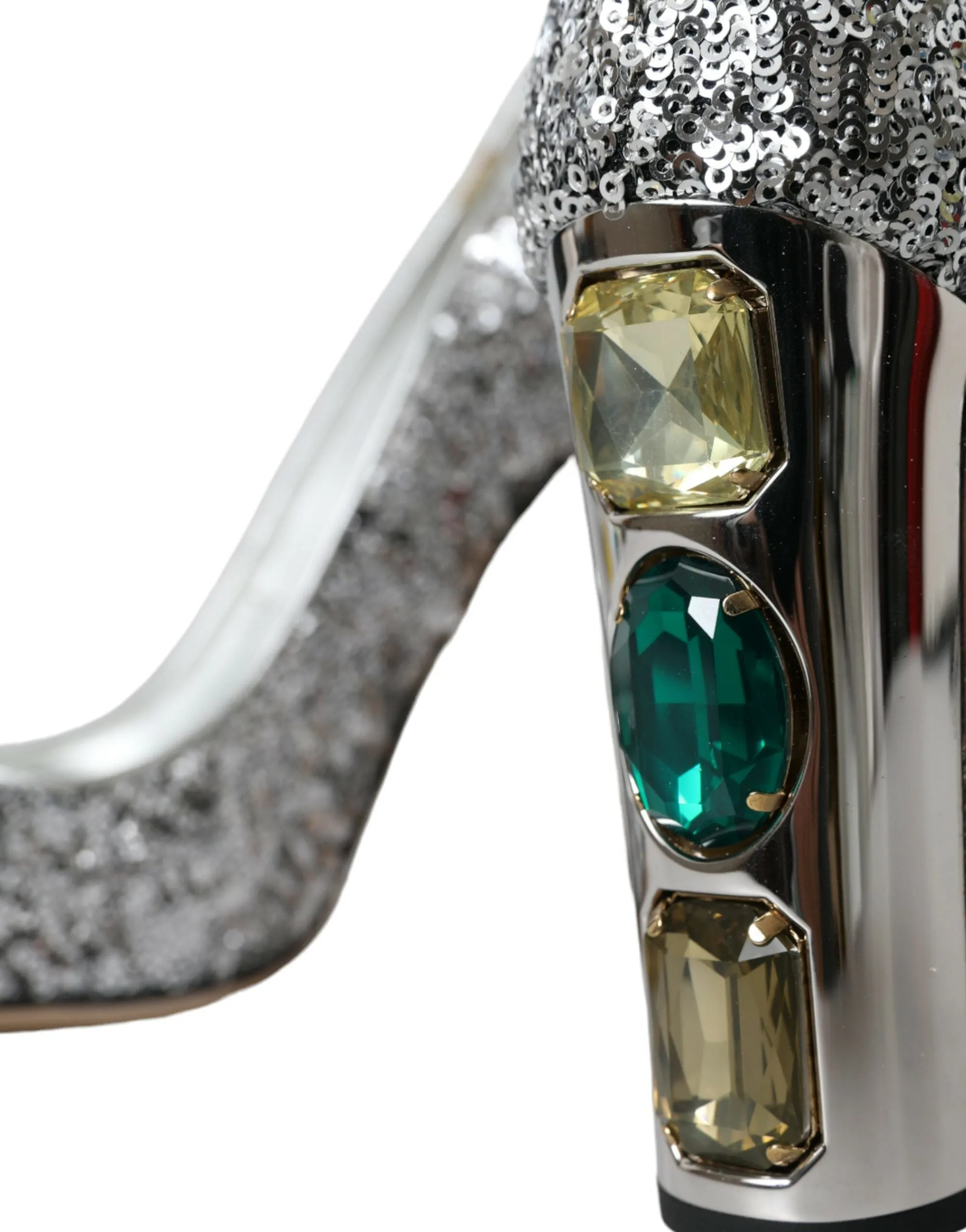 Dolce & Gabbana Silver Sequin Embellished Heels Pumps Shoes