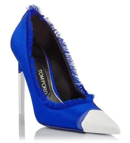 Frayed Satin Pumps - Fuchsia Pink or Blue