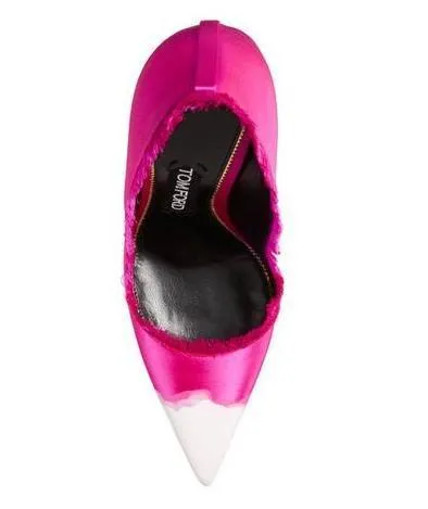 Frayed Satin Pumps - Fuchsia Pink or Blue