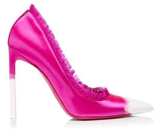 Frayed Satin Pumps - Fuchsia Pink or Blue