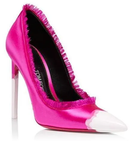 Frayed Satin Pumps - Fuchsia Pink or Blue