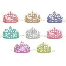 Happy Birthday Party Tiaras (x 8)