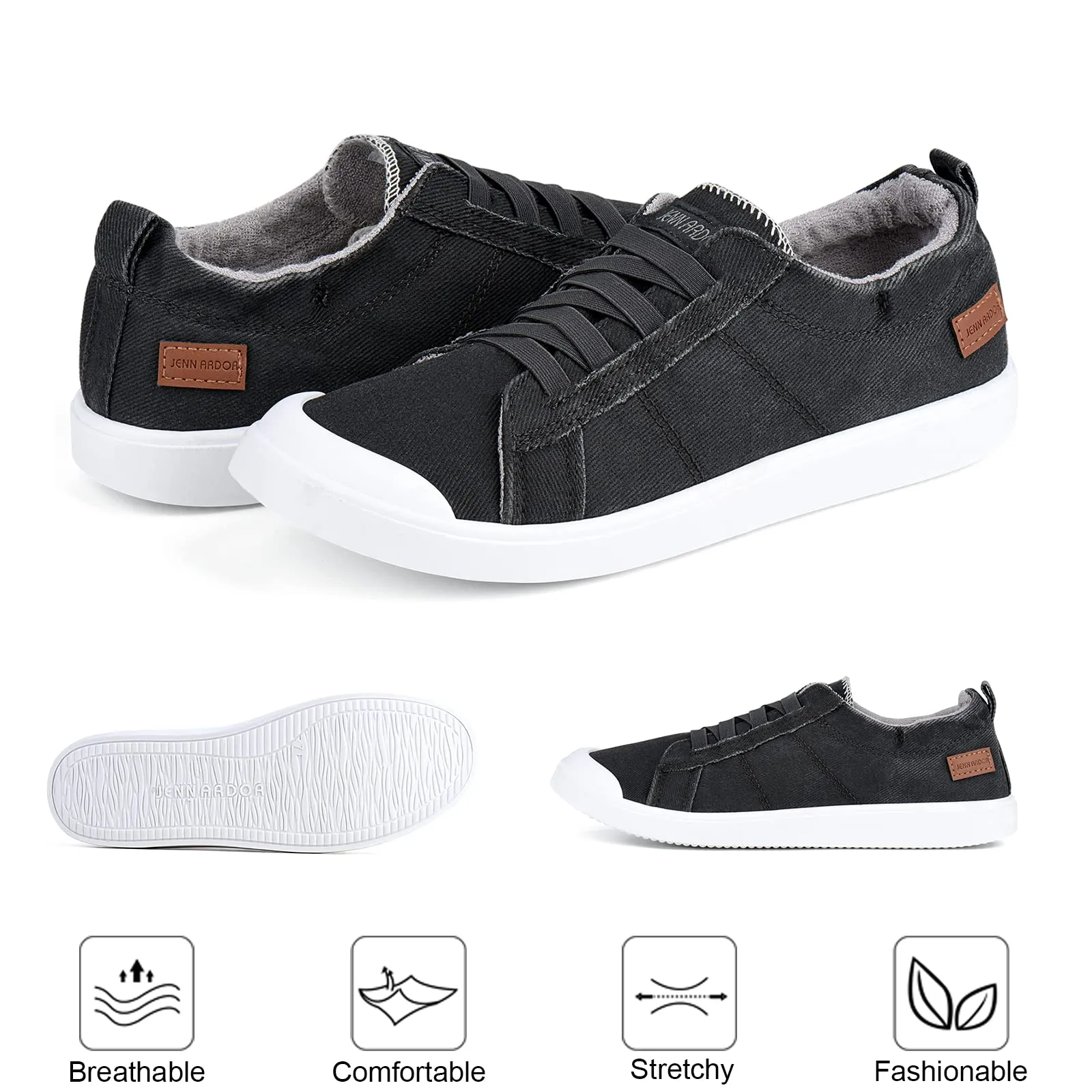 JENN ARDOR Women's Canvas Slip-on Sneakers: Comfortable Casual