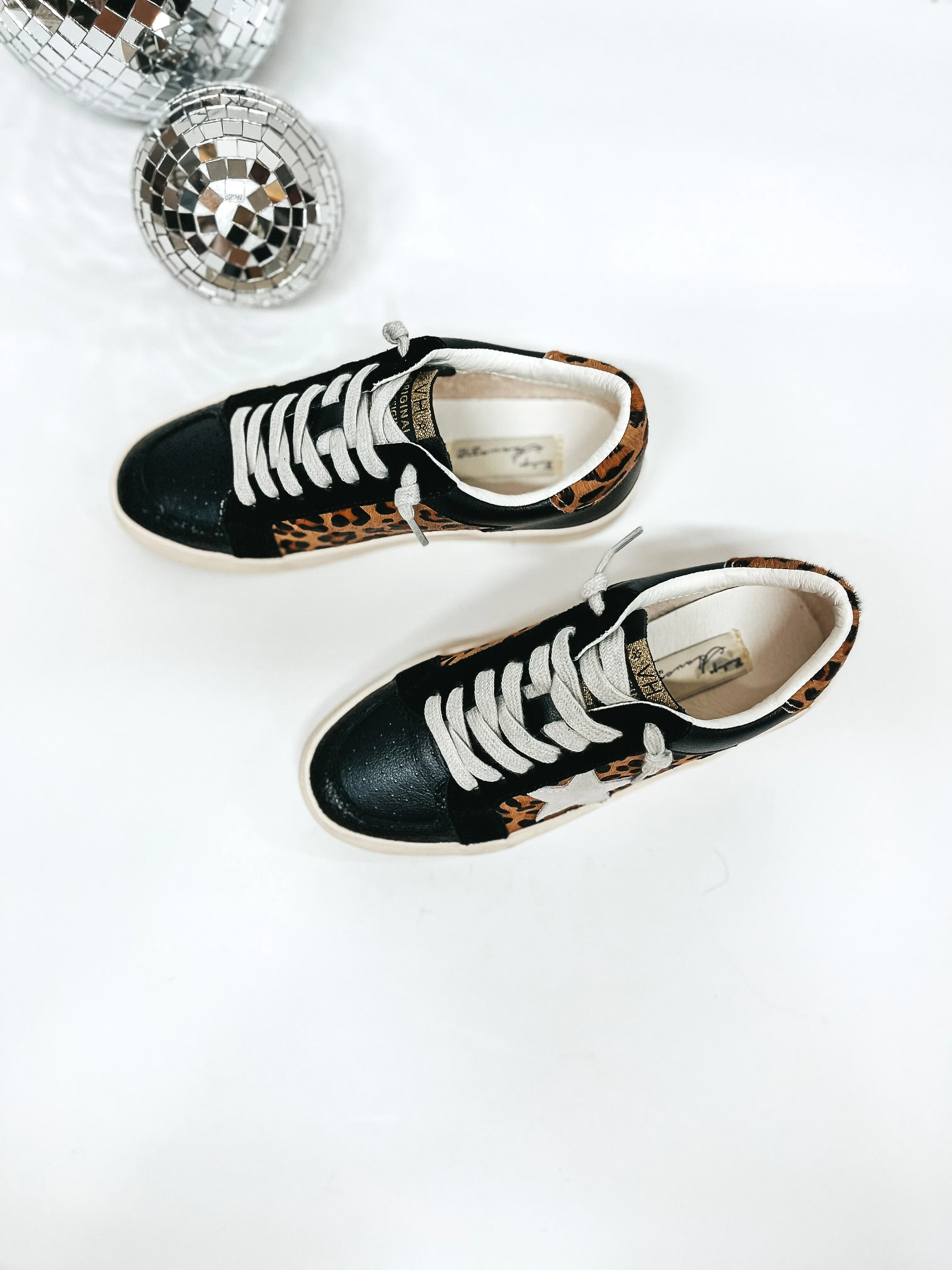 Last Chance Size 6 & 6.5 | Vintage Havana | Elodie Sneakers in Black and Leopard Print