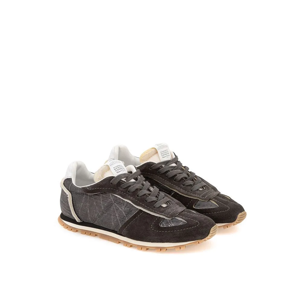 Maison Margiela Sleek Gray Leather and Nylon Sneakers