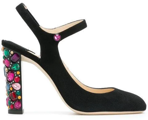 'Meagan' Embellished Suede Pumps