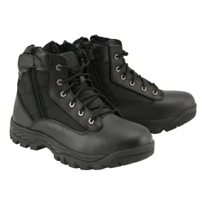 Mens 6″ Leather Tactical Lace Front Boot with Side Zipper Entry