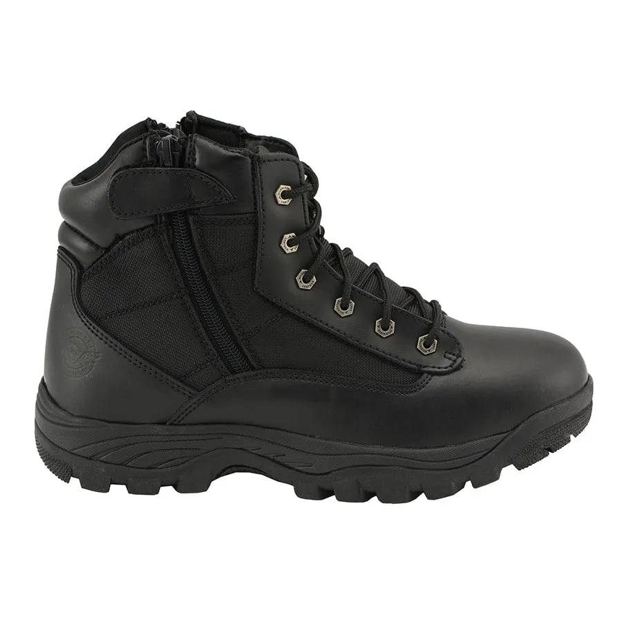 Mens 6″ Leather Tactical Lace Front Boot with Side Zipper Entry