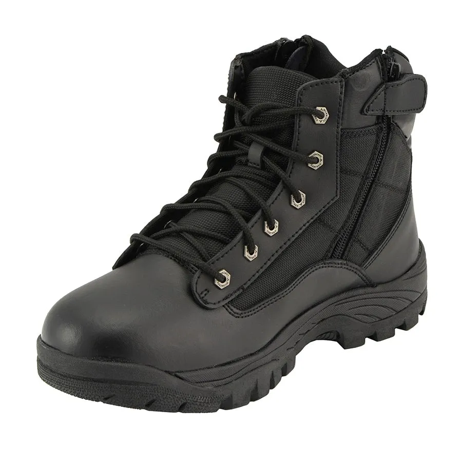 Mens 6″ Leather Tactical Lace Front Boot with Side Zipper Entry