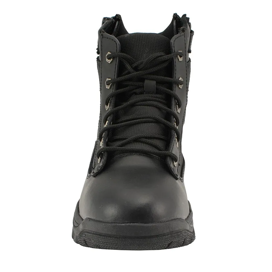 Mens 6″ Leather Tactical Lace Front Boot with Side Zipper Entry