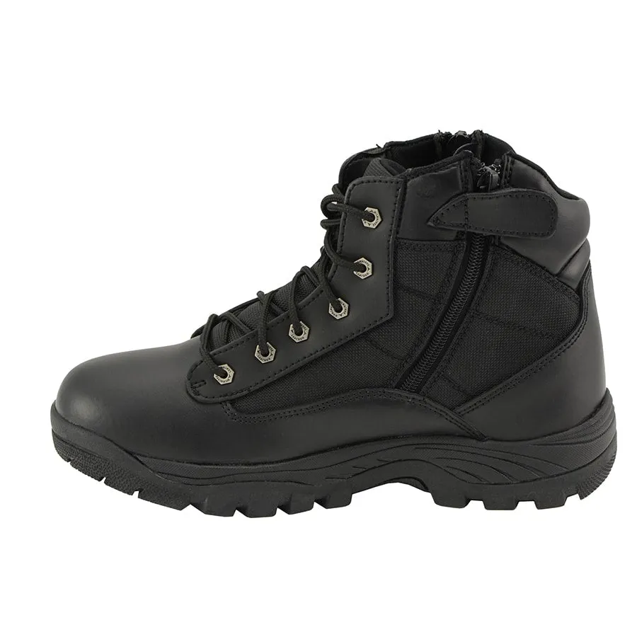 Mens 6″ Leather Tactical Lace Front Boot with Side Zipper Entry