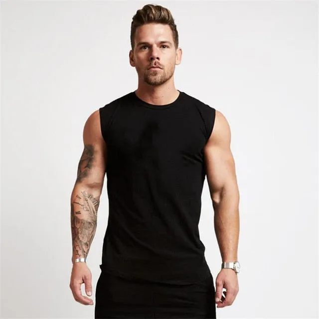 Mens Gym Workout Sleeveless Bodybuilding Fitness Muscle Fit Tank Top