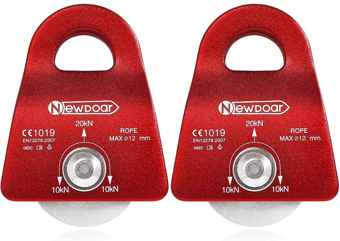 NewDoar CE Certified 20kN Micro Pulley Fixed Side Trolley for Climbing Rescue