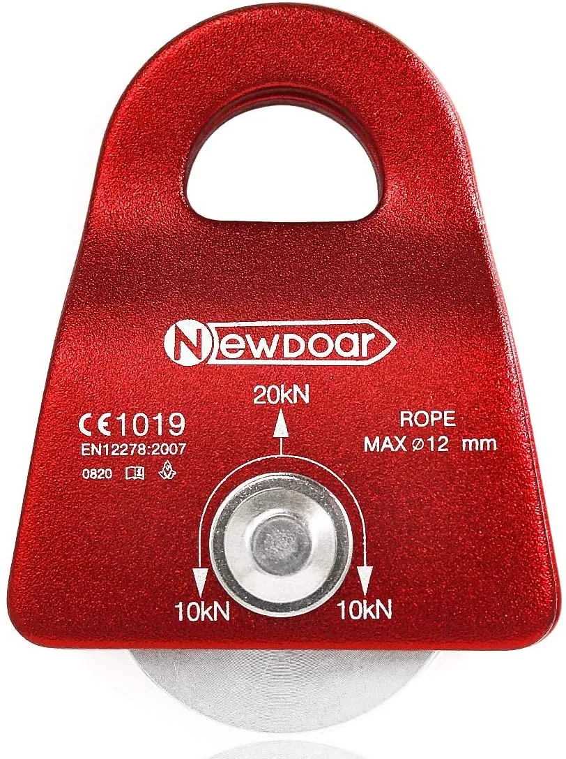 NewDoar CE Certified 20kN Micro Pulley Fixed Side Trolley for Climbing Rescue