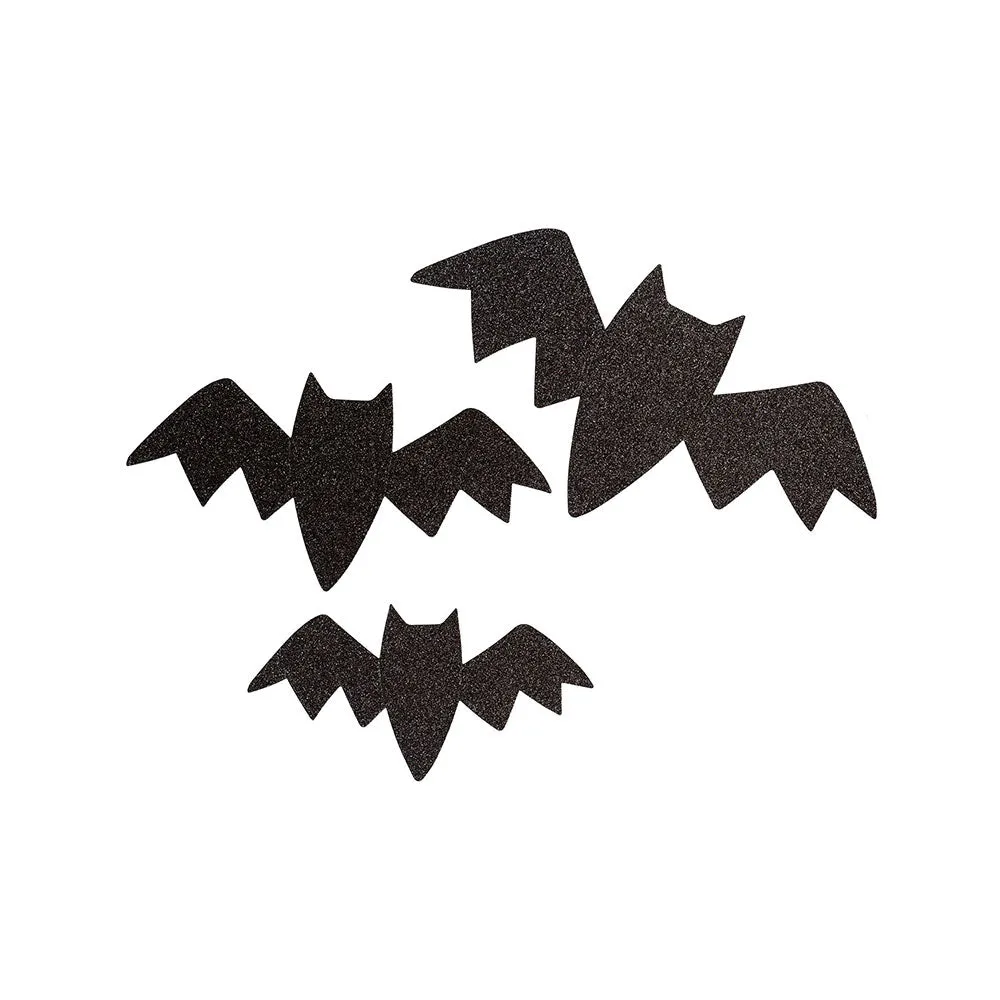 Pebbles Spoooky Adhesive Cardstock Wall Bats 9 Pack - Black Glitter*