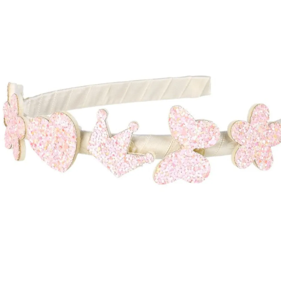 Pink Glitter Headband- Heart, Butterfly, Flower