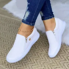 Platform Sneakers for Women - White Vulcanized Slip-On Shoes, Luxury Tennis Feminino 2024