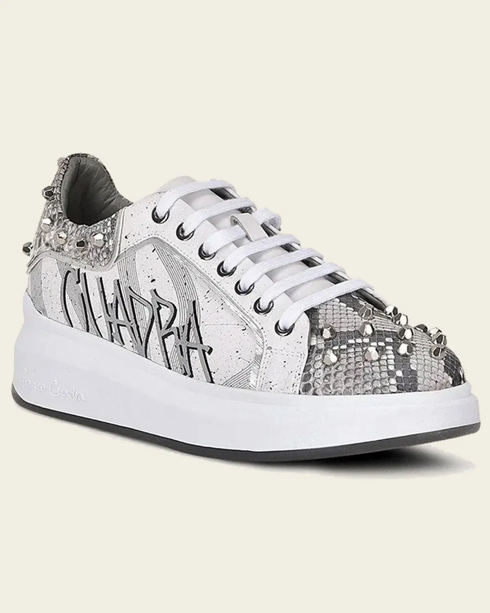 Sneakers white exotic leather