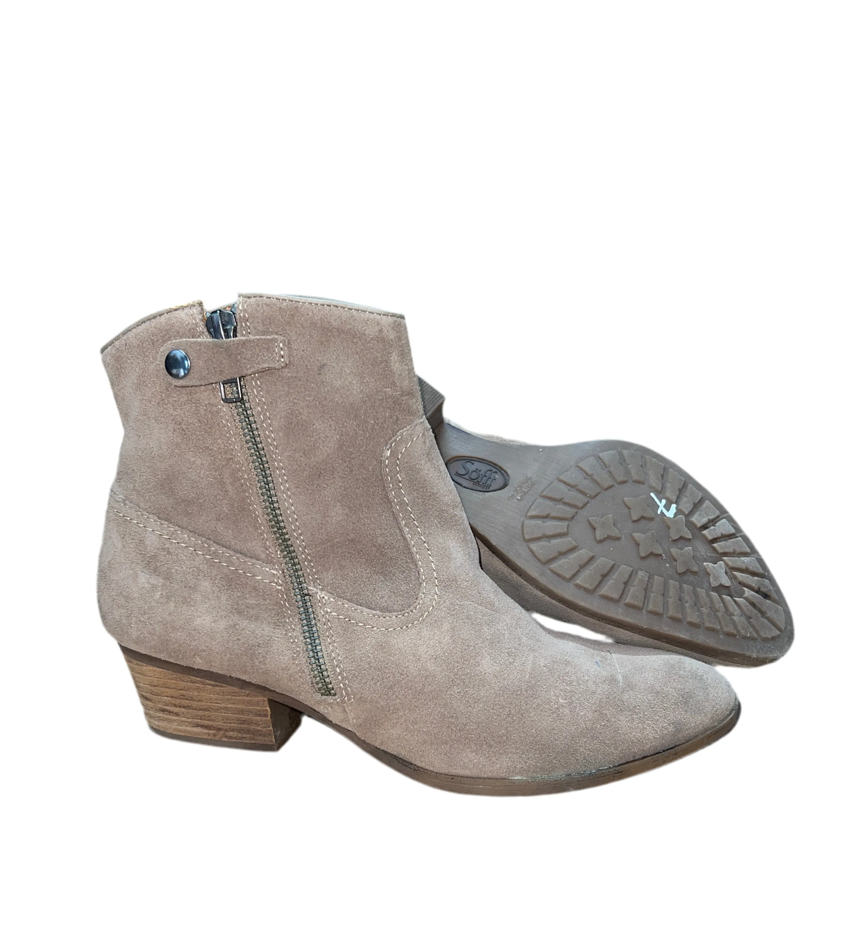 Sofft Womens Padma  Western  Bootie Taupe Velour Suede Stone  7M