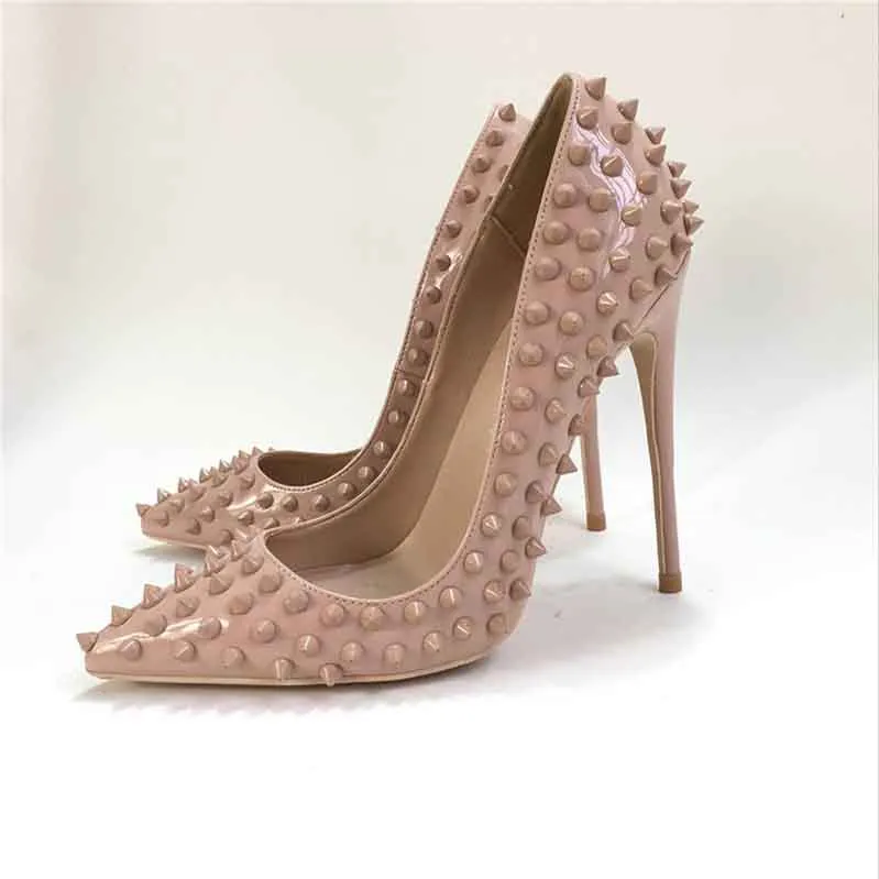 Women Spikes Pumps High Heels Ripped Shoes Slip on Party Stiletto