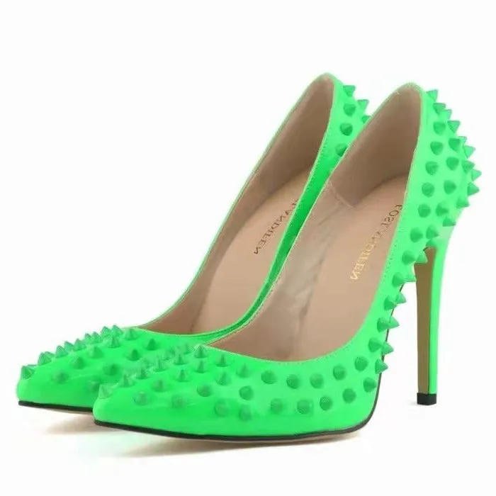 Women Spikes Pumps High Heels Ripped Shoes Slip on Party Stiletto