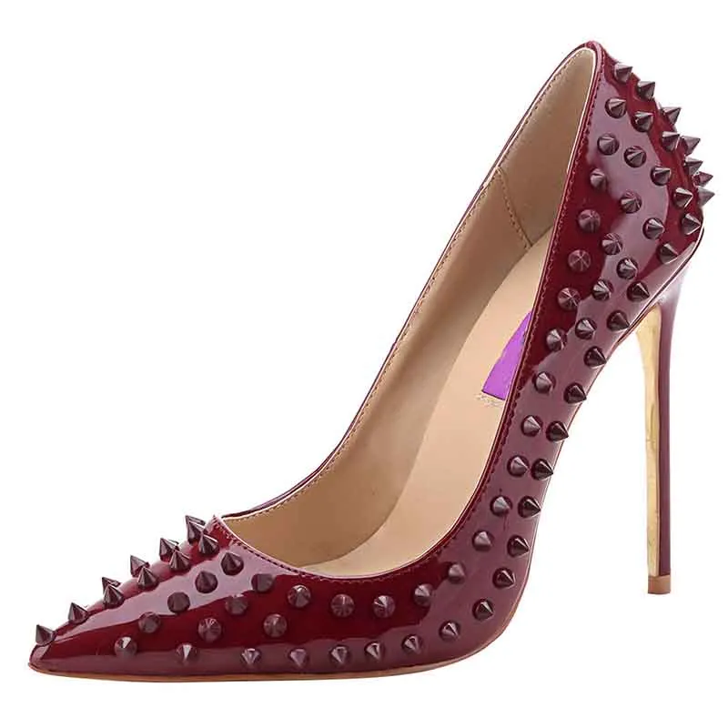 Women Spikes Pumps High Heels Ripped Shoes Slip on Party Stiletto