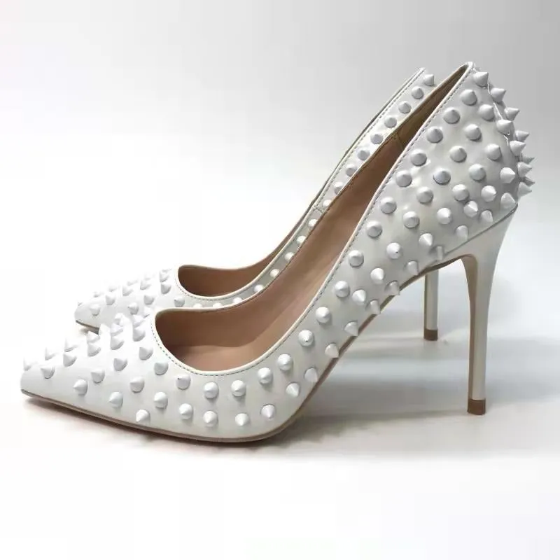 Women Spikes Pumps High Heels Ripped Shoes Slip on Party Stiletto