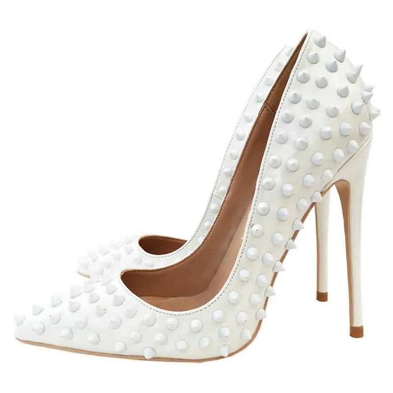 Women Spikes Pumps High Heels Ripped Shoes Slip on Party Stiletto