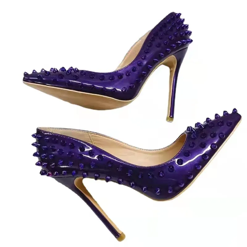 Women Spikes Pumps High Heels Ripped Shoes Slip on Party Stiletto