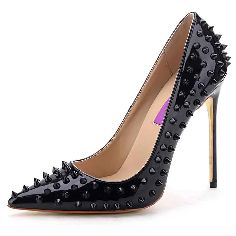 Women Spikes Pumps High Heels Ripped Shoes Slip on Party Stiletto